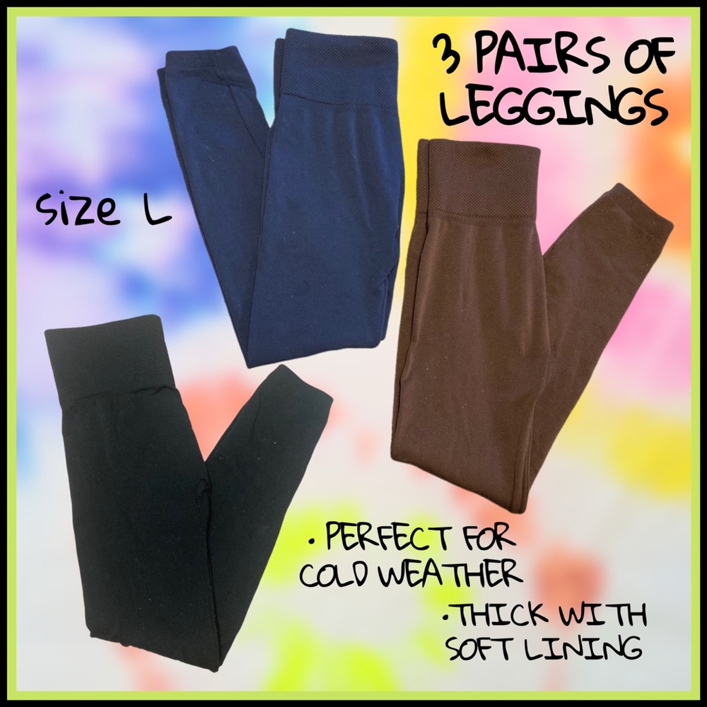 3•4•1 pairs of winter LEGGING stretchy, thick, soft, lined inside size L
